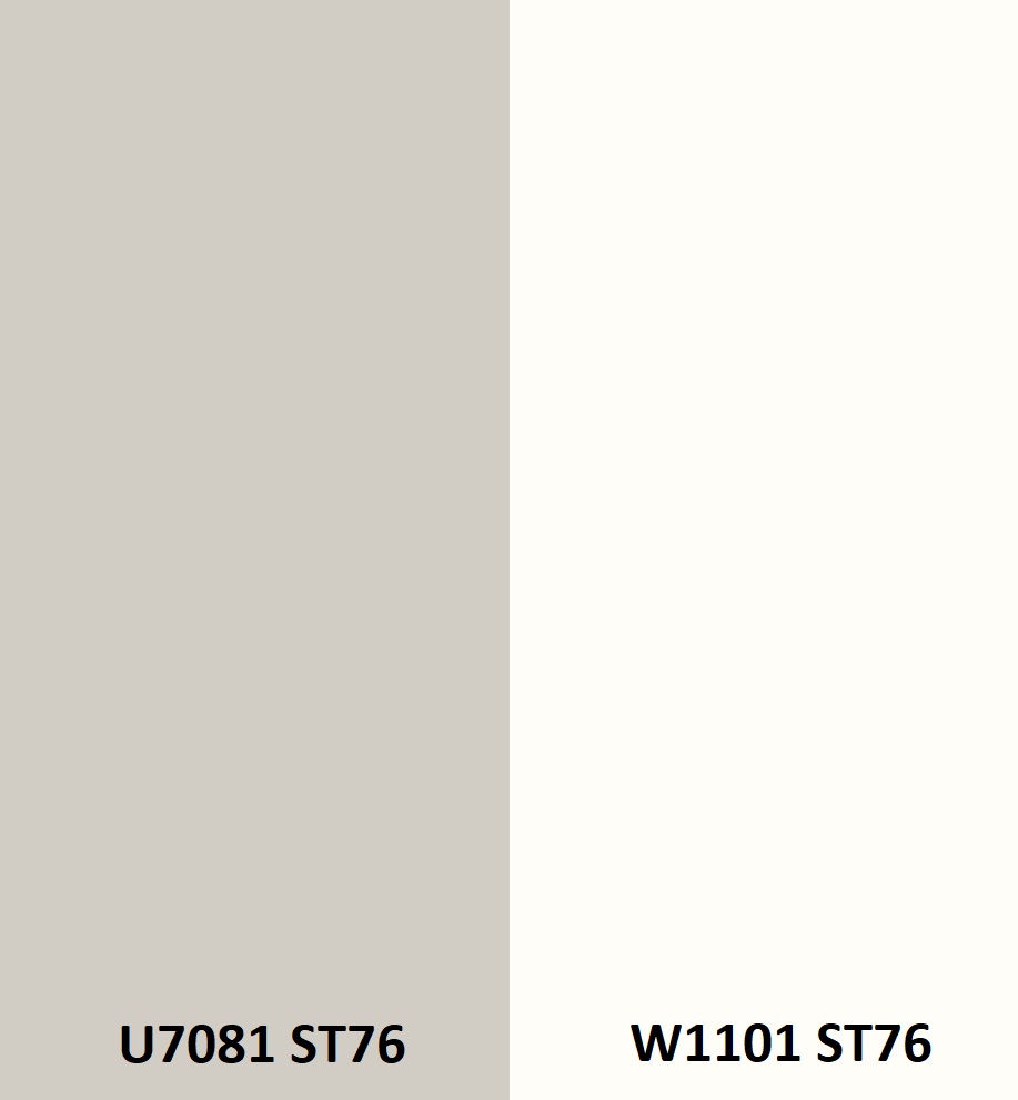 Zástěna solid světle šedá U7081 ST76/alpská bílá W1101 ST76 4100 x 640 x 9,2mm