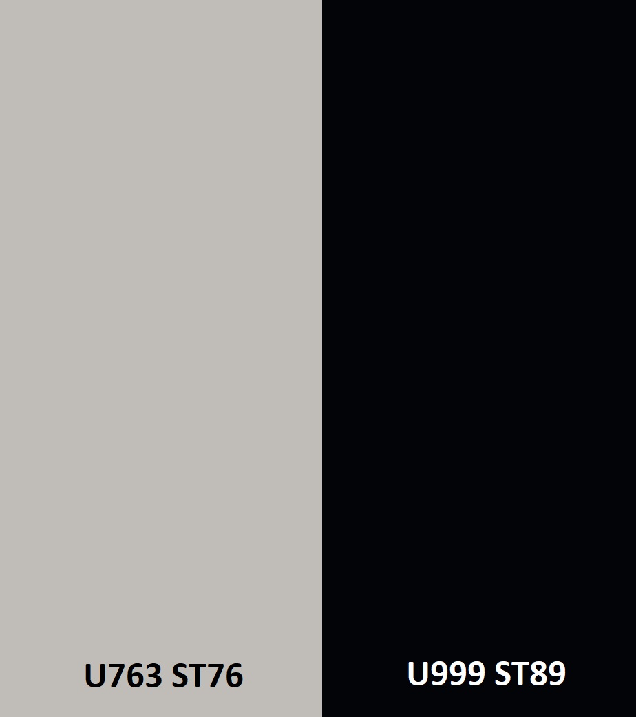 Zástěna perlově šedá U763 ST76/černá U999 ST76 4100 x 640 x 9,2mm